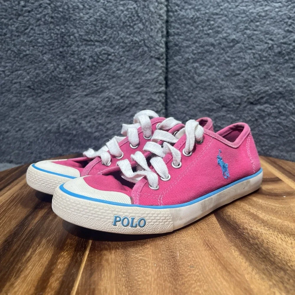 POLO RALPH LAUREN 991732  Inf's 13.5  Preppy Pink Canvas Casual Shoes‎ Laces